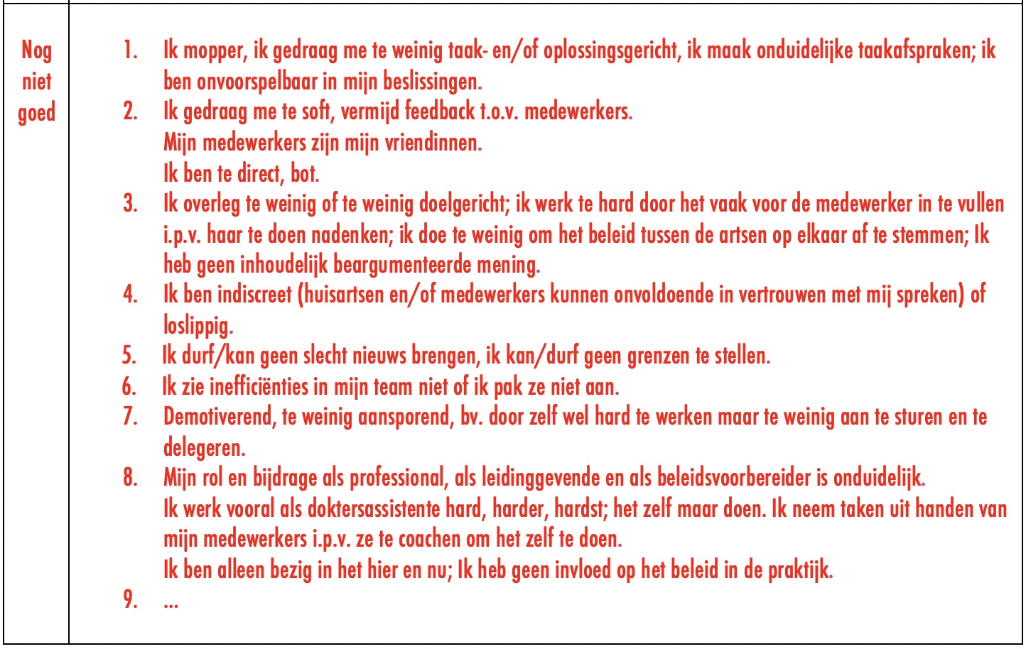 Nog niet goed functioneren als leidinggevende